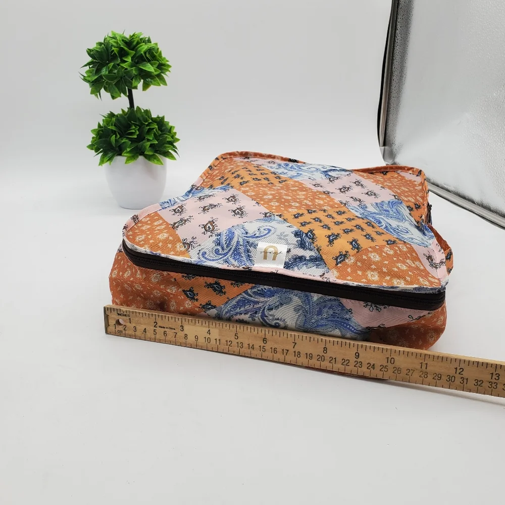 ♤ Free People x Understated Paisley with Leather Zip Up Travel Cube with Handle